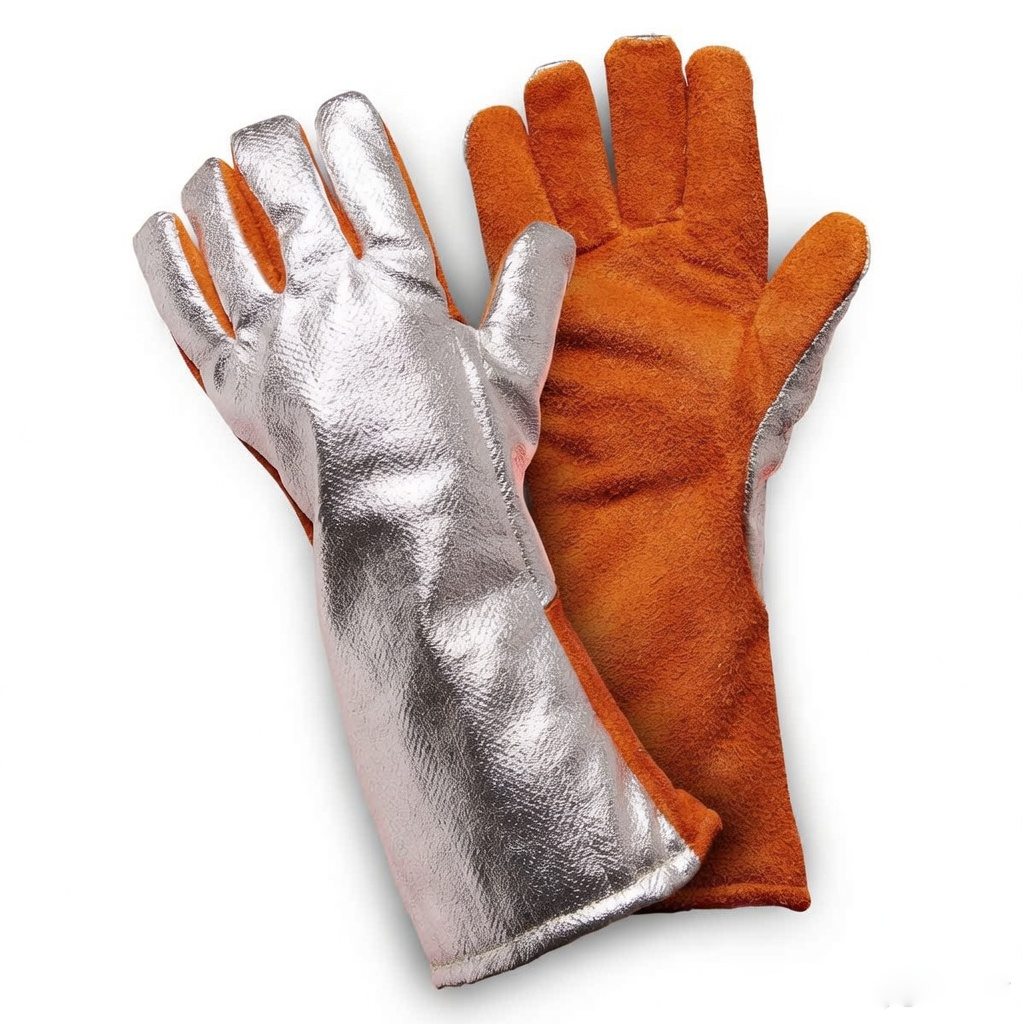 Aluminised Leather Hand Gloves